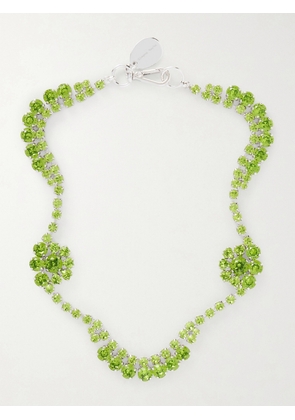 Simone Rocha - Scalloped Sepal Silver-tone Crystal Necklace - Green - One size