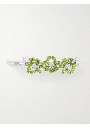 Simone Rocha - Heartbloom Silver-tone Crystal Hair Slide - Green - One size