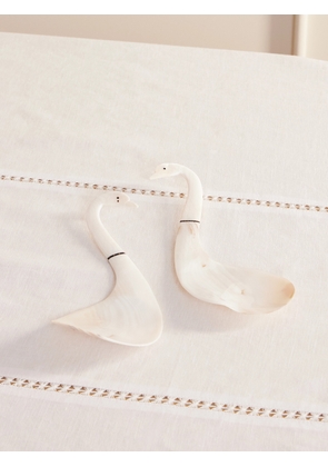 Gohar World - Swan Set-of-two Mother-of-pearl Serving Spoons - Ivory - One size