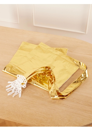 Gohar World - Lace-trimmed Metallic Pvc Apron - Gold - One size