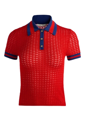 alice + olivia Martha pointelle polo shirt - Red