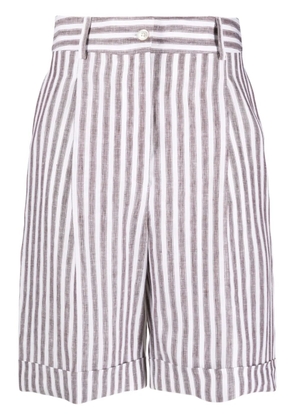Kiton vertical-stripe knee-length shorts - White