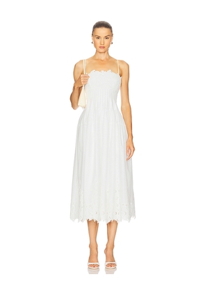 SIMKHAI Lilianna Lace Midi Dress in White. Size 2. Also in 6, 8.