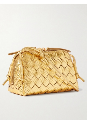 Bottega Veneta - Intrecciato Metallic Textured-leather Pouch - Gold - One size