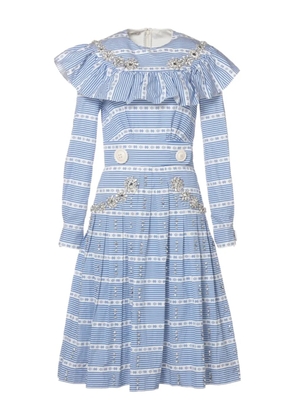 Miu Miu Pre-Owned 2015 striped midi dress - Blue