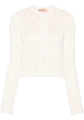 Nº21 press-stud chunky-knit cardigan - White