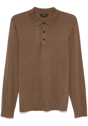 Vince fine-knit polo shirt - Brown