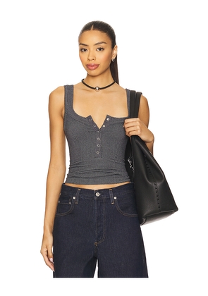 Free People Clean Slate Henley Tank in Black. Size L/XL. Also in M/L, XS/S.