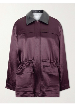 Maria McManus - Leather-trimmed Sateen Jacket - Purple - x small,small,medium,large