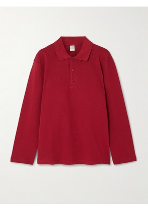 FLORE FLORE - Diana Organic Cotton-piqué Polo Shirt - Burgundy - x small,small,medium,large,x large