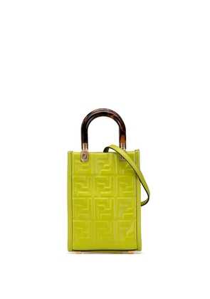 Fendi Pre-Owned 2010-2025 Mini Zucca Embossed Leather Sunshine Shopper Tote satchel - Green