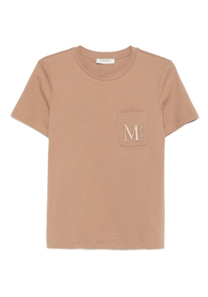 Max Mara logo-embroidered pocket T-shirt - Neutrals