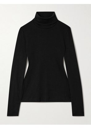 FLORE FLORE - Dinah Ribbed Organic Cotton-jersey Turtleneck Top - Black - x small,small,medium,large,x large