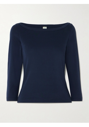 FLORE FLORE - Steffi Ribbed Organic Cotton-jersey T-shirt - Blue - x small,small,medium,large,x large