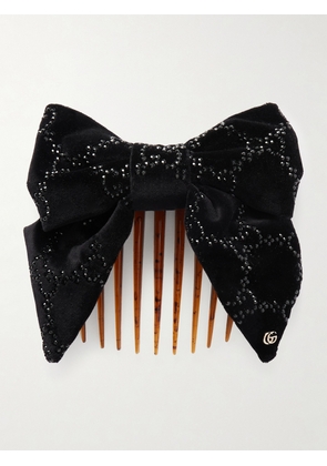 Gucci - Crystal-embellished Cotton-blend Velvet Hair Clip - Black - One size