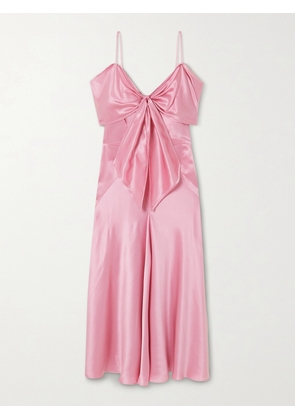 ANNA MASON - Lily Bow-detailed Cold-shoulder Silk-satin Midi Dress - Pink - UK 6,UK 8,UK 10,UK 12,UK 14