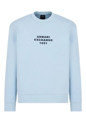 Armani Exchange logo-embroidery crew-neck sweatshirt - Blue