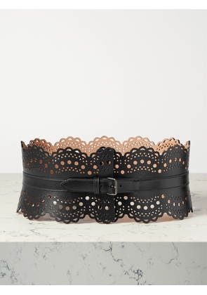 Alaïa - Laser-cut Leather Waist Belt - Black - 60,65,70,75,80,85,90,95,100,105