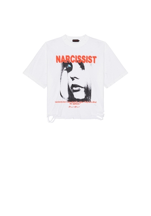 Funeral Apparel Narcissist Tee in White. Size L. Also in XL/1X.