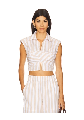 SIMKHAI Emie Cropped Box Sleeve Top in Beige. Size 0. Also in 10, 12, 2, 4, 6, 8.