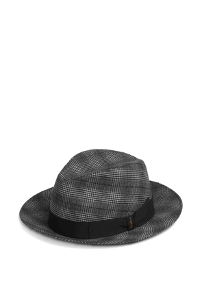Borsalino checked ribbon fedora hat - Grey