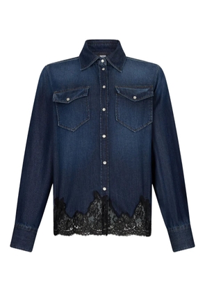LIU JO lace-trimmed denim shirt - Blue
