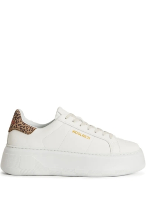 Woolrich platform leopard-print detail sneakers - White
