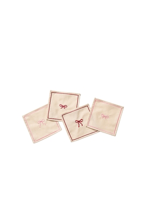 Frasier Sterling Bows Cocktail Napkins Set Of 4 in Cream.