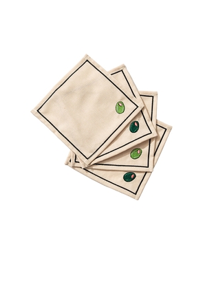 Frasier Sterling Olive You Cocktail Napkins Set Of 4 in Cream.