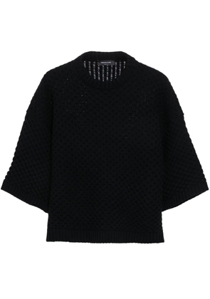 Fabiana Filippi grid-stitch knit T-shirt - Black