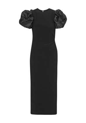 ROTATE BIRGER CHRISTENSEN draped puff-sleeve midi dress - Black