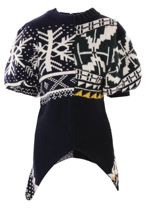 sacai patchwork short-sleeve sweater - Black