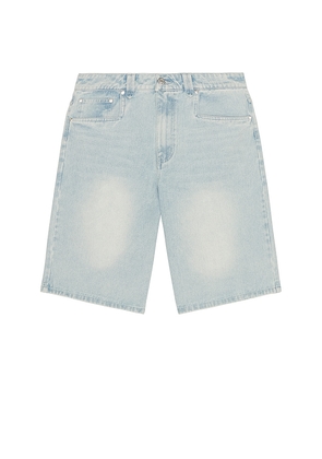 House of Sunny Sundown Denim Shorts in Blue. Size L. Also in M.