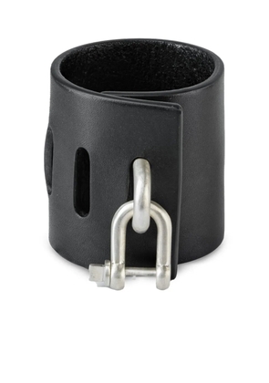 Parts of Four sterling silver Restraint leather chain bracelet - Black