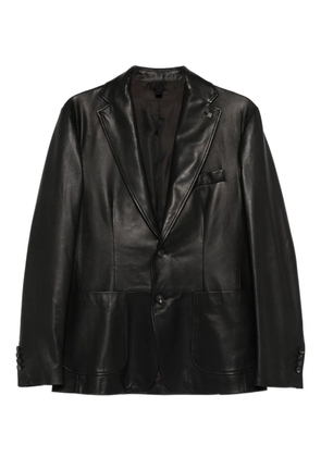 Tagliatore single-breasted leather blazer - Black