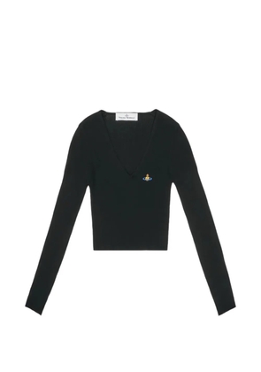 Vivienne Westwood logo-embroidery V-neck sweater - Black