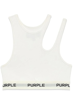 Purple Brand cut-out cropped top - White