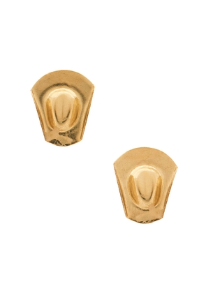 Galley Los Angeles Cowgirl Hat Earring in Metallic Gold.