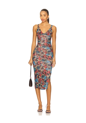 Free People x Intimately FP Long Live Printed Mesh Slip In Black Combo in Red,Blue. Size L. Also in M, S, XS.