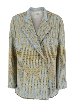 Forte Forte fringed-hem patterned blazer - Yellow