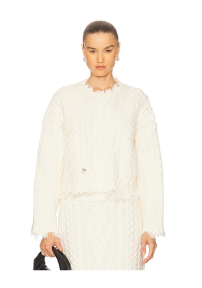 SIMKHAI Feliz Cropped Sweater in Ivory. Size L. Also in M, S, XS.