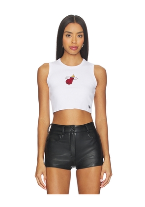 Hype and Vice Miami Heat Cut Off Tank Top in White. Size L. Also in M, S, XL, XS.