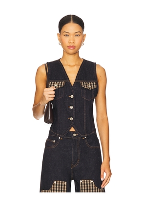 Ganni Neppy Denim Vest in Blue. Size 32. Also in 34, 36, 38.