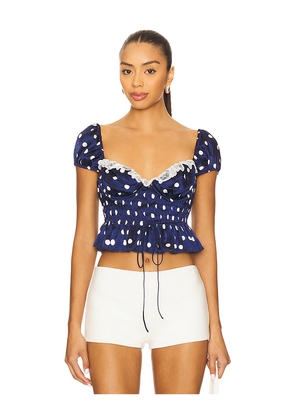 For Love & Lemons Holland Top in Navy. Size L. Also in M, S, XS.
