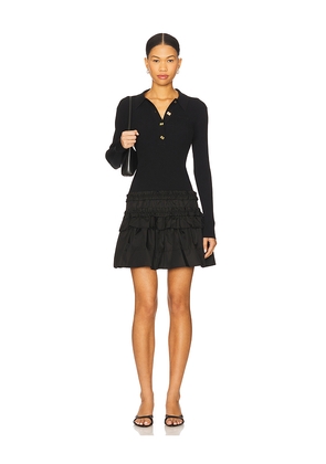 Ganni Melange Rib Knit Mini Dress in Black. Size M. Also in S, XS, XXS.