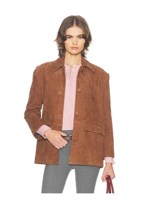 Helsa The Schoolhouse Jacket in Suede in Tan. Size L. Also in M, S, XL, XS, XXS.