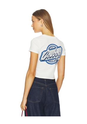 Junk Food Cowboys Cheers Baby Tee in Ivory. Size L. Also in XS, S, M.