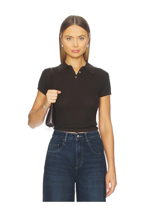 Guest In Residence Shrunken Polo Top in Chocolate. Size L. Also in M, XL.