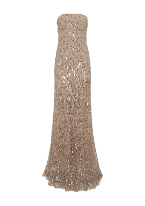 Brunello Cucinelli sequin-embellished strapless maxi dress - Neutrals