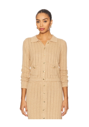 HEVRON Nanette Cardigan in Tan. Size L. Also in M, S, XL, XS.